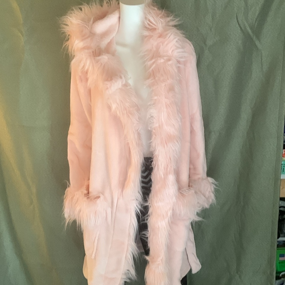 Pottery barn, teens three-quarter length with fur trim, pretty in pink
